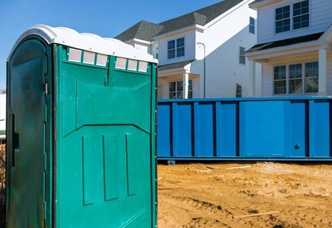 construction workers' hygiene needs met with a line-up of porta potties